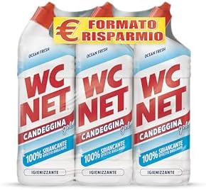 Wc Net - Candeggina Gel Extra White, Detergente per Sanitari e Superfici, Fragranza Ocean Fresh, 700 ml x 3 Confezioni