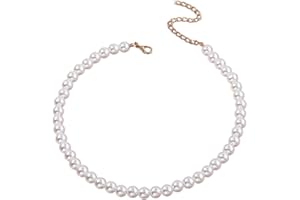 LuLiyLdJ Collana di Perle da 1 Confezione, Collana di Perle finte Rotonde ritagliate per Donna, Collana Unisex, Regalo Perfetto per Donne e Ragazze
