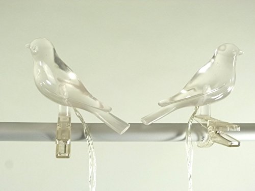 Solar Lichterkette 5 flammig Vogel mit Clip zum Klemmen, LED weiß Solarleuchte Dekoration - 6