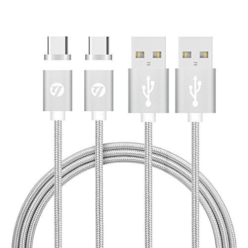 Magnet USB C Kabel auf USB 3.0 A,TUOYA Magnetisches USB-C Ladekabel- Fast Charging-Magnetisches Type C Ladekabel Kabel mit LED Statusanzeige für Type C Geräte inklusive dem,Samsung Galaxy S8 ,S8+ OnePlus 3T/3, HTC 10, Nexus 5X, Nexus 6P, Huawei P9, Huawei P9 Plus (2*Silver)