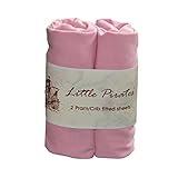 Little Pirates Spannbetttuch für Babybett, 100 % Baumwolle, Jerseystoff, 40 x 80 cm, Rosa, 2 Stück