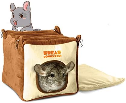 TeaQ Spacious Pet Bed Warm House for Chinchillas Guinea Pigs Small Animals with Hooks and Removable Mat
