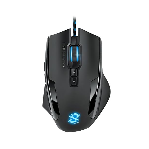 Sharkoon SGM1 - Ratón Gaming Óptico, 10800 DPI, 12 Botones, Negro