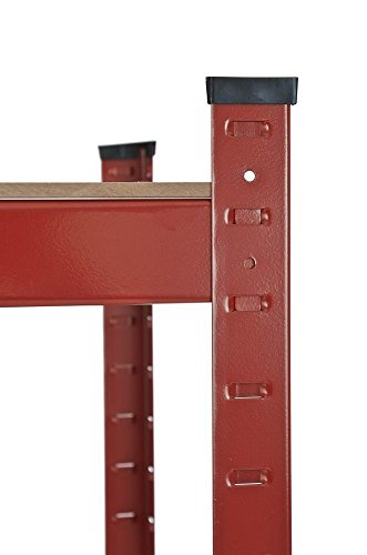 CLP Schwerlastregal BIG, Metall, verzinkt, Tragkraft 1325 kg, 180 x 90 x 45 cm, Lagerregal 5 Böden rot - 3