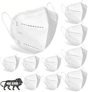 SHYAMA TRADING Non-Woven Fabric Reuseable N95 Face Mask (White, Without Valve, Pack of 10) for Men, Women, Boys & Girls