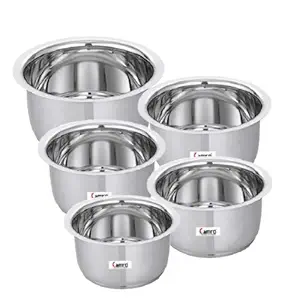 CAMRO TOPE ENCAPSULATED Bottom Induction Base Set of 5 (2.7 L, 3.4 L, 4 L, 5 L & 6 L) Silver 14no/15no/16no/17no/18no