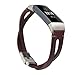 Produktbild samLIKE Leder Armband für Fitbit Charge 3 Herren und Damen Retro Ersatzarmband Aushöhlen Weich Sportarmband Kompatibel mit Fitbit Charge 3, 200MM, 7 Farben (Rot)