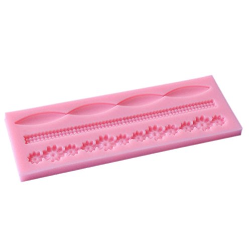 Gazechimp Silikon-Form für Fondant/Schokolade/Zuckerverzierung, für Cupcakes, Mehr Form – Rosa 3 Strings Blumen, 5,2 x 15,3 x 0,6 cm - 3