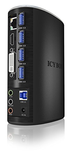 Icy Box IB-DK2651AC USB 3.0 Multimedia-Dockingstation für Notebook/PC (6x USB 3.0, HDMI & DVI-I, Gbit LAN, 5.1 Surround, 3,5 mm In/Out) schwarz - 5