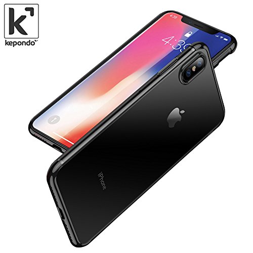 Kepondo Funda iPhone X Transparente, Caja de Gel Cristalina, Ajuste Slim para Apple iPhone 10 (Negro)