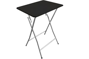 Acomoda Textil – Mesa Auxiliar Plegable de Madera y Aluminio 48x38x66 cm. Mesa Multifunción Portátil, Resistente y Estable para Cocina, Terraza, Jardín o Patio, Negro.