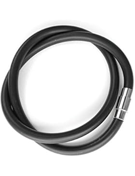 Kautschuk-Edelstahlhalsband ca.6mm Durchmesser, Halskette Länge ca. 43cm, Kautschukband mit rostfreiem Bayonetverschluß...