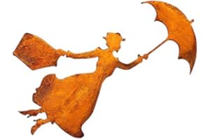 Bornhöft Mary Poppins - Decorazione da giardino in metallo arrugginito, da appendere (36 cm)