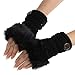 Price comparison product image Decorie Women Warm Winter Faux Rabbit Fur Wrist Fingerless Mittens Gloves (Black)