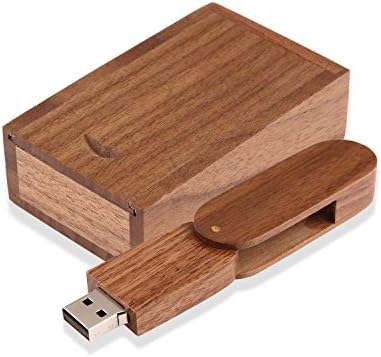 Ranipobo Rotation 32GB Walnut Wood High Speed Flash Storage Drive USB2.0 Memory Stick Swivel 360 Degree Army Shape With Matching Wooden Box