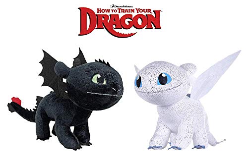 PlayByPlay Coppia Set 2 Peluche Furia BUIA Sdentato e Furia Chiara 30cm da Dragon Trainer 3 Film 2019 Originali Dragons