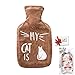 Produktbild Wärmflasche mit Bezug - Hot Water Bottle Bag, Flauschig Zarte Wärmflasche für Kinder Familien Freundinnen Wärmetherapie, 1 Liter (z-Kaffee Katze)