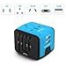Produktbild Universal Adapter für 150 Länder, 4 in 1 Reisestecker Weltweit, mit Dual USB, für Australien Brasilien England Dänemark USA Europa Asien, All-in-one, mit LED-Betriebsanzeige Überspannungsschutz (Blau)