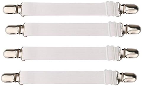 SERODA Adjustable Bed/Fitted Sheet Straps Suspenders For All Bed, Crib,Couch,Ironing Board,Sofa and Table,White(4 Pcs Corner Staps)
