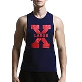 TIFIY T-Shirt Herren, Männer Sommer Lustiges Mode luftdurchlässige Druck Freizeit Home Sport Weste Oberteil Fitness Achselshirts Unterhemden Ausbildung (Dunkelblau,EU 42/CN S)