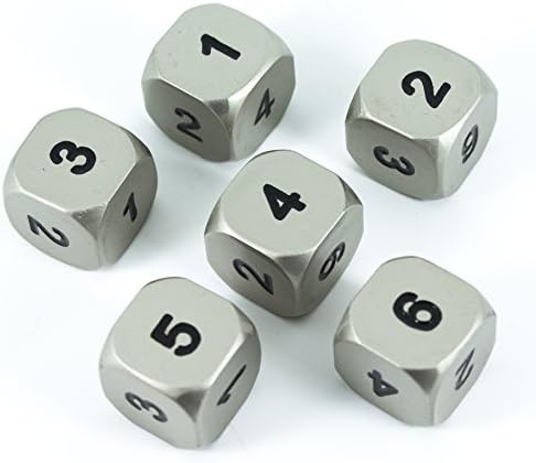 Paladin Roleplaying Solid Metal D6 Dice, Set Of Six, Silver Color