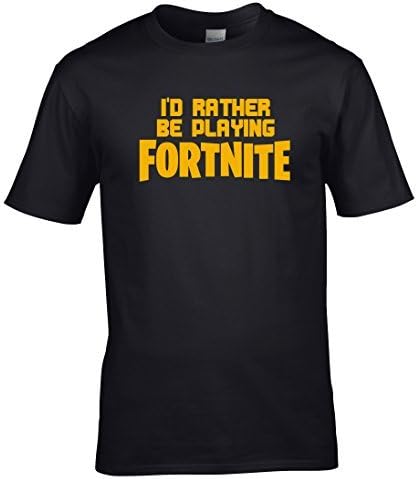 Naughtees Clothing I'd Rather Be Playing Fortnite Medium Black Standard Fit T-Shirt