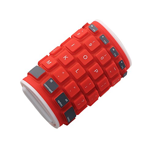 dizauL®Tastatur Flexibel Wasserfest Universal Tastatur für Apple/Samsung (Rot )