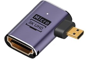 NFHK Prawy kątowy Micro HDMI męski na HDMI 2.1 żeński przedłużacz UHD złoty konwerter adapter wsparcie 8K 60Hz HDTV