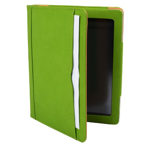 Madcase Apple iPad 4 / 3 / 2 Smart Case Etui Faux Ledertasche Hülle mit Auto Schalf und Wach Sleep-Funktion inkl. Displayschutzfolie und Stylus Touch stift – Grün / Beige - 5