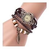 Uhren Damen linqi1164 Armbanduhren für Frauen Günstige Uhren Damen Casual Mode Analoge Quarz Uhr Luxus Armband Leder Armbanduhr Damen Business Mädchen Frau Blatt Anhänger Kette Uhr Damen