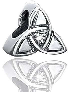MATERIA European Beads Zirkonia Charms Element - Antik Silber Bead Keltischer Knoten für Beads Armbänder #1515
