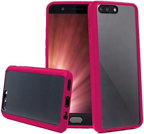 Orzly OnePlus 5 Case, Fusion Bumper Case for ONE PLUS FIVE Model SmartPhone (Original 2017 Version) Protective Hard Back Cover Shell with PINK Impact Absorbing Rubber Rim & Clear Back Panel