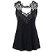 Produktbild Damen Tank Crop Tops Vest Weste Sommer Strand Spaghettiträger Oberteile Vest Lace Crochet Applikation Tank Top Bluse (L, Schwarz 1)