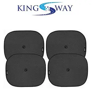 Kingsway Sticky Sun Shades for Car Window for Hyundai Grand I10 (Model 2017 Onwards) (Black, Set of 4, Cotton Fabric)