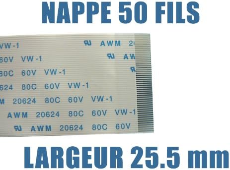KALEA-INFORMATIQUE FPC flat flexible sheet 50 AWM wires, pitch 0.5mm length 200mm width 25.5mm. Connectors on the same side of the FPC sheet.