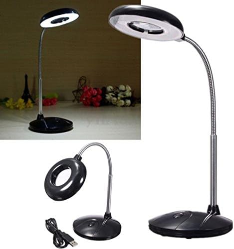 LED Desk Lamp - BANGWEIER LED USB Reading Desk Table Light With 3x Magnifying Glass USB/ Battery Power Lamp
