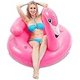 JOYIN 112cm Inflatable Flamingo Tube, Pool Float, Fun Beach Floaties, Swim Party Toys, Summer Pool Raft Lounge for Adults & Kids, with 2 Cup Holders and Head Rest