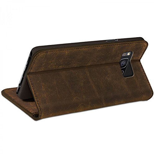 ROYALZ Ledertasche fÃ¼r Samsung Galaxy S8 Plus LederhÃ¼lle (fÃ¼r Galaxy S8+ SM-G955F / G955 und Galaxy S8 Plus Duos) Tasche Cover Vintage Etui Case Schutztasche SchutzhÃ¼lle - mit unsichtbaren Magnet, Farbe:Braun