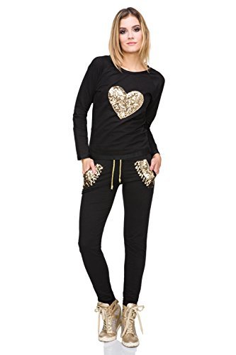Ladies Trendy Shiny Loungewear Outwear Streetwear Sweatshirt Pants