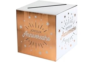 SANTEX MARIAGE SANTEX 6652-20, Tirelire Joyeux Anniversaire étincelant, Blanc/Rose Gold