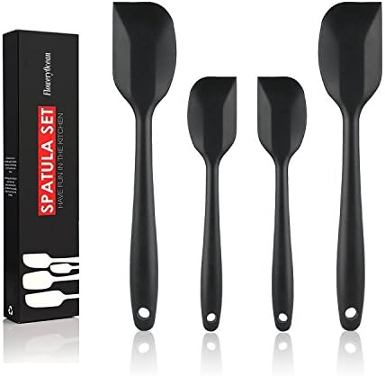 4-Piece Spatula Set - Flexible Heat Resistant Cooking Kitchen Utensils - Silicone Spatulas（Black)