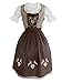 Produktbild Di18bw Midi Dirndl, 3 teiliges Trachtenkleid braun weiß kariert, Kleid mit Bluse und Schürze, Gr. 50