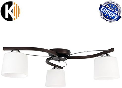Kwazar Colin Ceiling Light 3 Bulbs, E27, Dark Brown, Diameter Approx. 54 cm, Steel – Glass