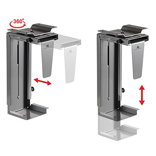 Maclean MC-713 Computer Halter für Schreibtisch Platzsparende PC Halterung Universal-Schienen Untertisch PC-Halter (Silber) - 2