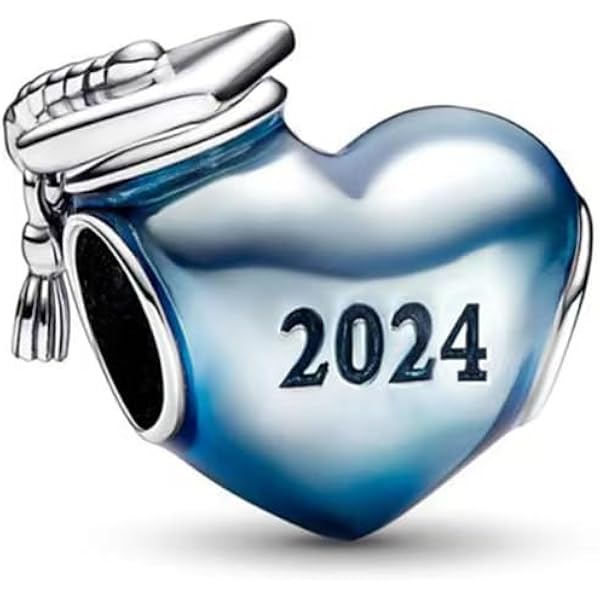 Sureio Abschlusskappen-Anhänger 8er-Set – Mit Foto-Einsatz, Quaste, Herz-Design, Silberfarben, Für 2025