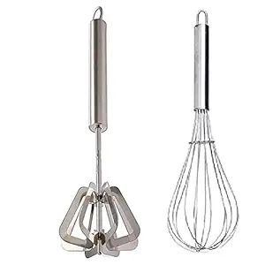 M Tech Stainless Steel Hand Mixi Power Free Hand Blender & Whisk Combo Pack of 1 (Color Silver)
