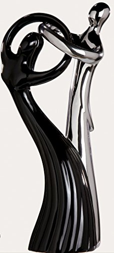 Gilde Skulptur Paar Circle Tanz Zusammenhalt Platin Schwarz ca 28 cm Nr 30571 - 2