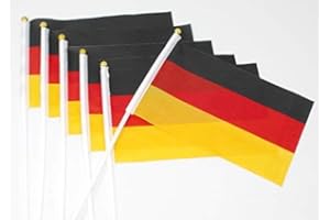 molinoRC 12x Deutschland Flagge klein 20 x 14 cm [PERFEKT für EM!] - wetterbeständig mit 30 cm Stab zum Halten oder Hinstellen - Deutschland EM Deko 2024 - Deutschland Fahne - Deutschland Fanartikel