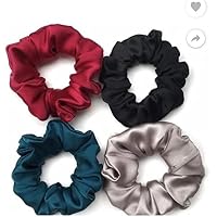 DEEGLO® Soft Silky Satin Hair Scrunchies/ Rubber Bands/ Hair Accessories/ Elastic ties for Girls Women (Pack of 4, multi…