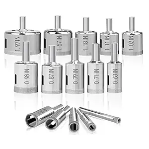 Diamond Hole Saw - 15 pcs Diamond Drill Bit Set Extractor Remover Tools for Glass, Ceramics, Porcelain, Cermic Tile (1/4